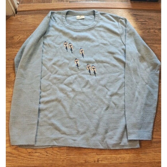 VTG 80s Neiman Marcus Bicycle Race Sweatshirt Sweater Men's Medium Acrylic Blue